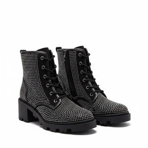 Madden Girl Black Studded Combat Boots